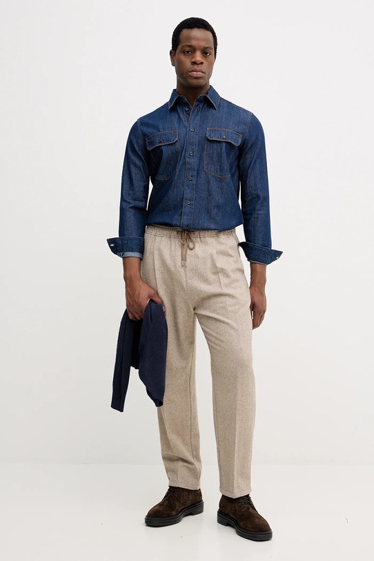 Sisley cămașă jeans 51WVSQ04V bleumarin AW25