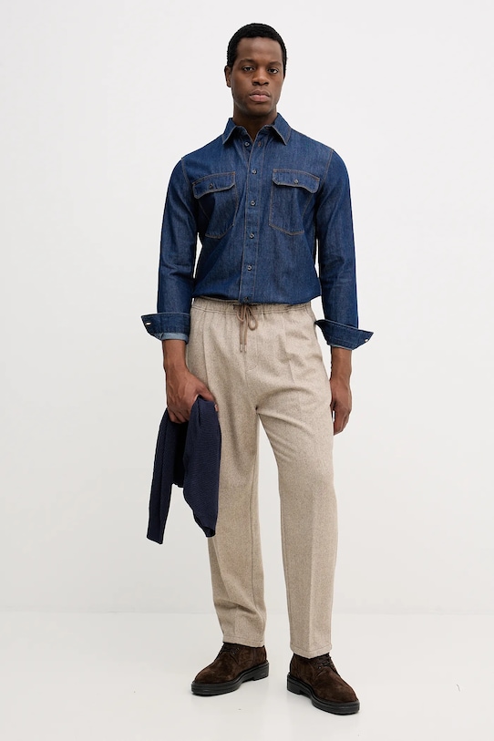 Sisley cămașă jeans 51WVSQ04V bleumarin AW25