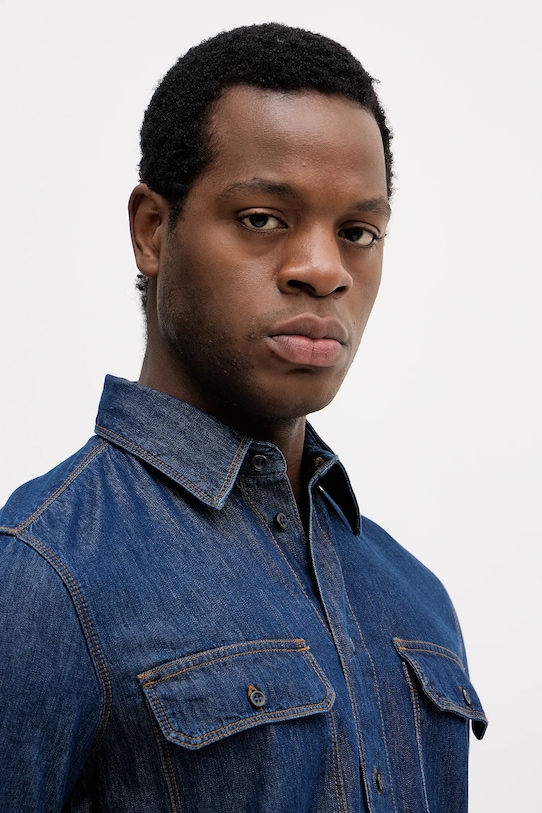 Sisley cămașă jeans bleumarin 51WVSQ04V