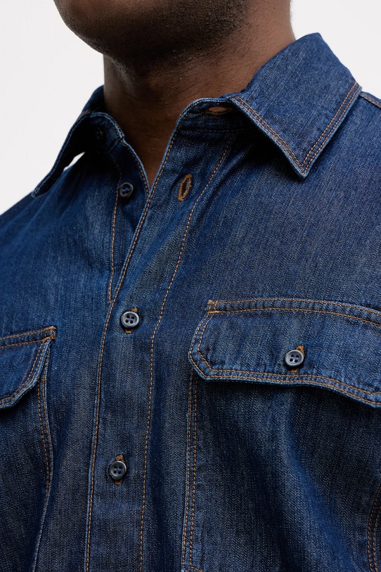 Sisley cămașă jeans 51WVSQ04V bleumarin