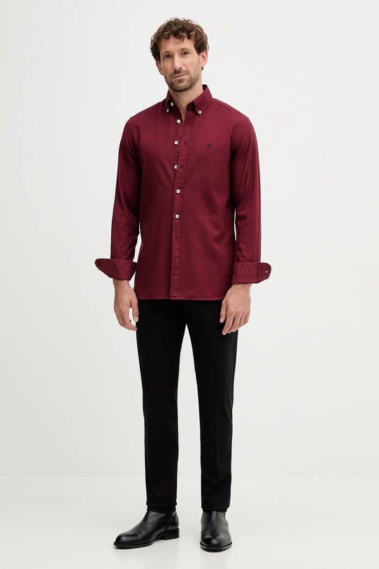 Хлопковая рубашка Hackett London HM3010508 бордо AW25