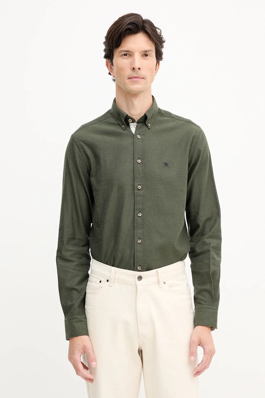 Hackett London koszula bawełniana bawełna zielony HM3010413
