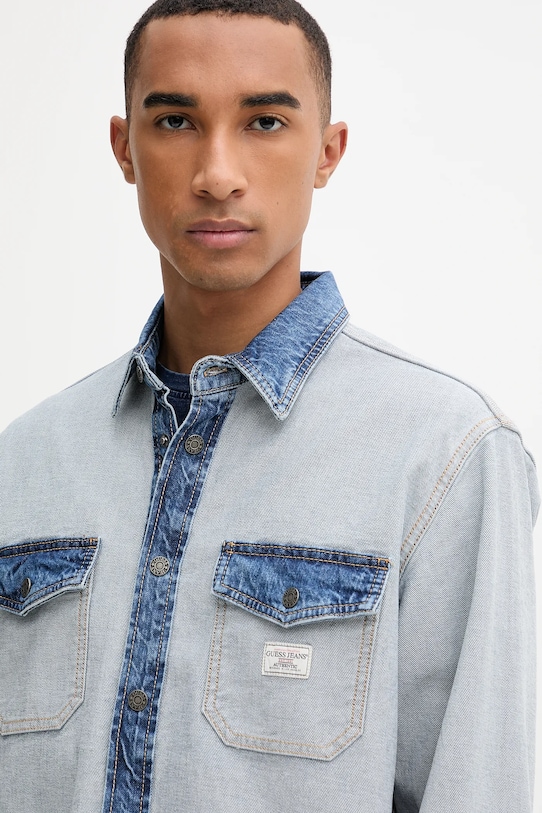 Rifľová košeľa Guess Jeans modrá M5YH71.D5M56