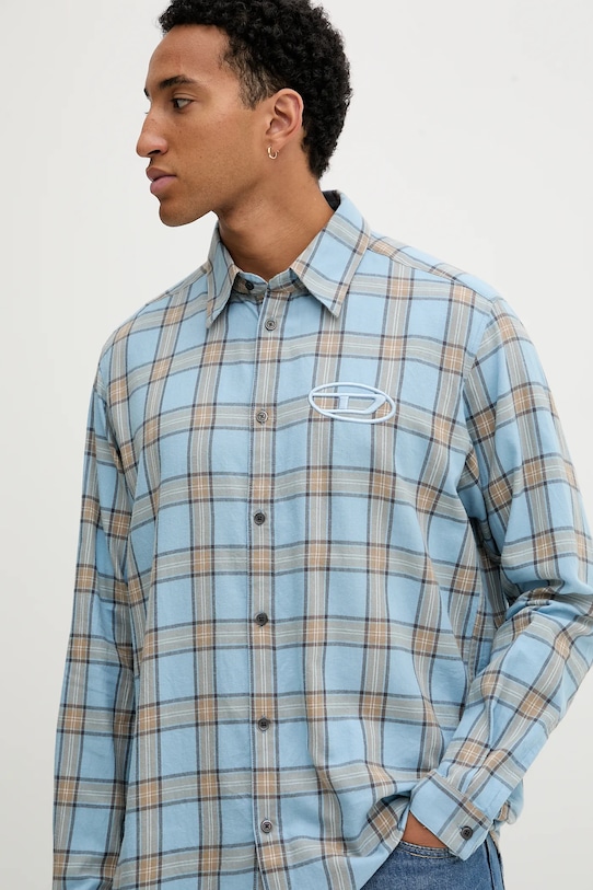 Бавовняна сорочка Diesel S-SIMPLY-AJFI блакитний A19445.0AJFI