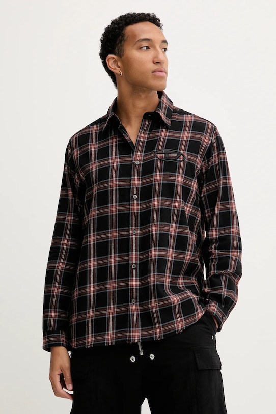 Хлопковая рубашка Diesel S-SIMPLY-AJFI узор чёрный A19445.0AJFI