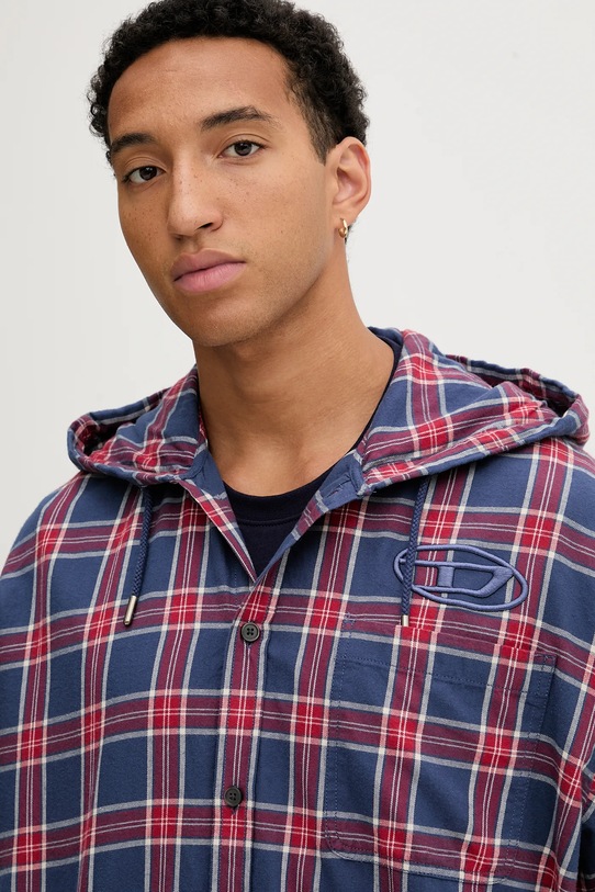 Бавовняна сорочка Diesel S-DEWNY-HOOD-AJFI темно-синій A19446.0AJFI