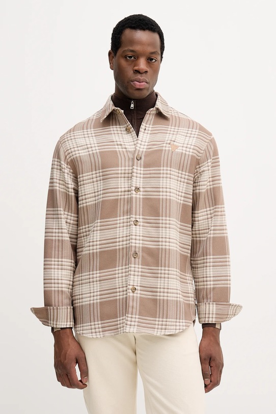 Košile Guess kárový béžová M5BH24.W1951