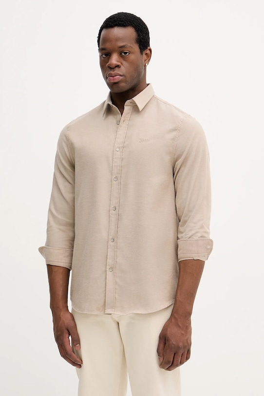 Guess koszula bawełniana bawełna beżowy M5BH26.W1961