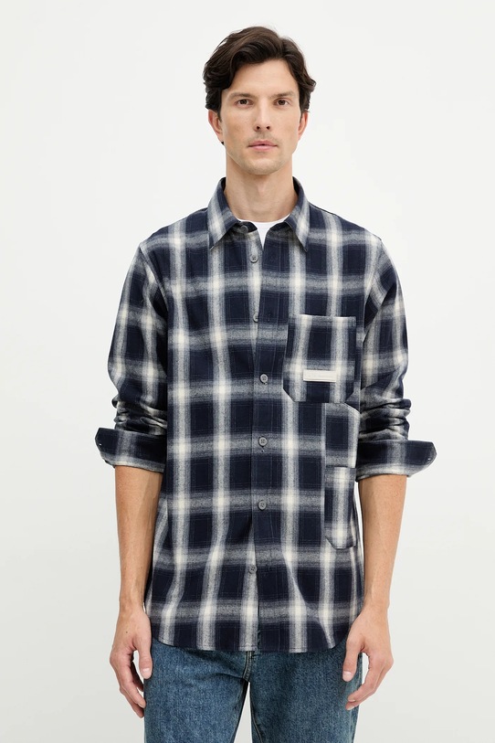 Armani Exchange koszula bawełniana wzorzyste granatowy XM001149.AF16626