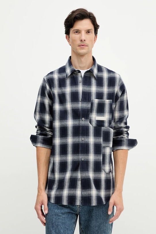 Armani Exchange koszula bawełniana wzorzyste granatowy XM001149.AF16626