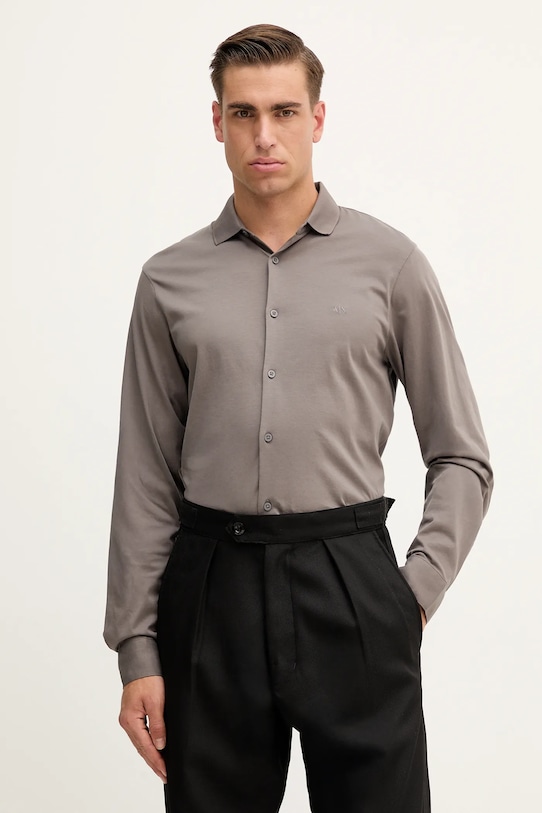 Bavlněná košile Armani Exchange hladký šedá XM001370.AF10364