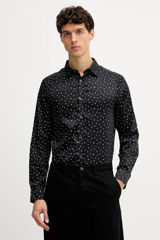 Armani Exchange koszula bawełniana wzorzyste czarny XM001942.AF19194