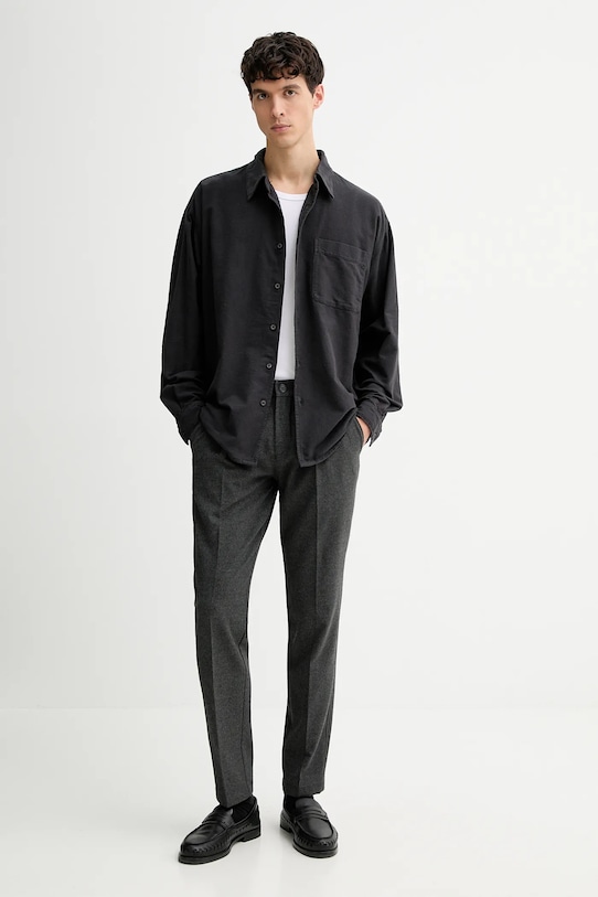 Хлопковая рубашка American Vintage MENY06A серый AW25