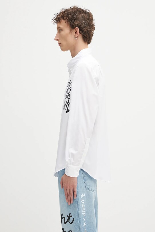 Sky High Farm koszula bawełniana SHF overprint button down SHF07B003 biały AW25