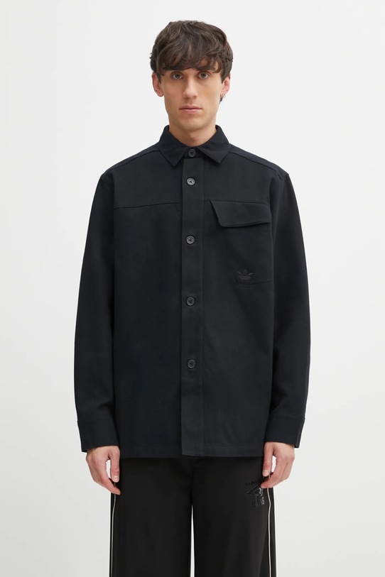 Памучна риза adidas Originals P Ess Shi свободна черен JW0118