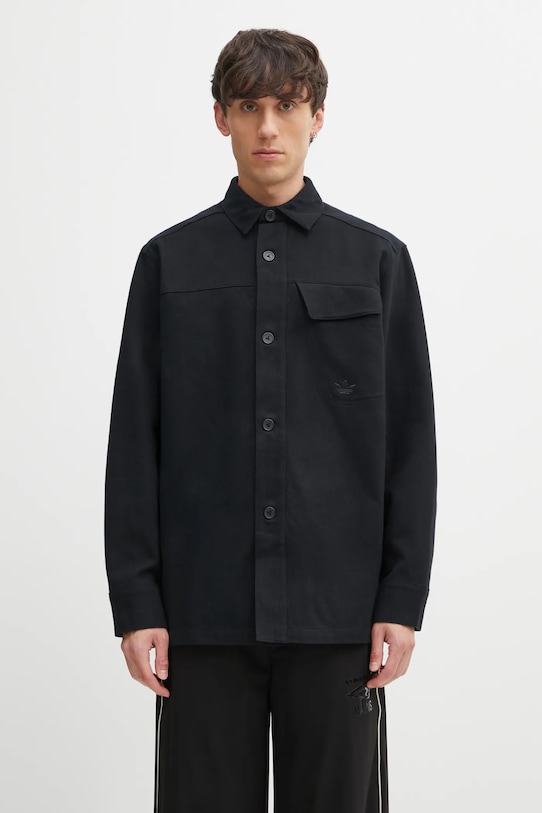 adidas Originals koszula bawełniana P Ess Shi gładkie czarny JW0118