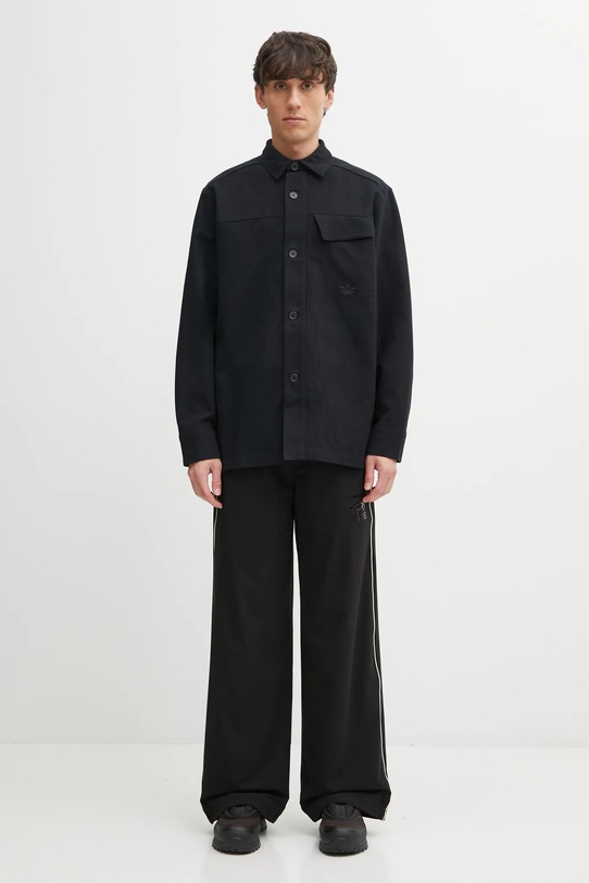 Памучна риза adidas Originals P Ess Shi JW0118 черен