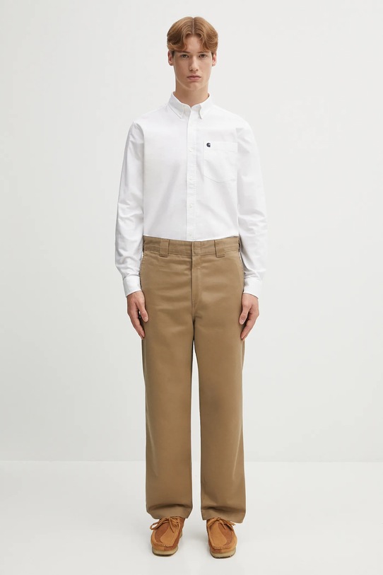 Carhartt WIP koszula bawełniana L/S C-Logo biały I030799.12HXX