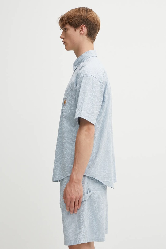 Carhartt WIP koszula bawełniana S/S Toland I035151.31SXX niebieski AW25