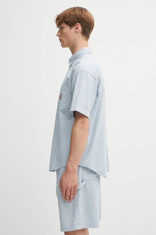 Carhartt WIP cămașă din bumbac S/S Toland I035151.31SXX albastru AW25