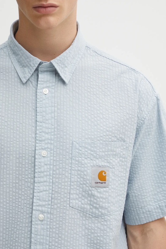 Carhartt WIP koszula bawełniana S/S Toland niebieski I035151.31SXX