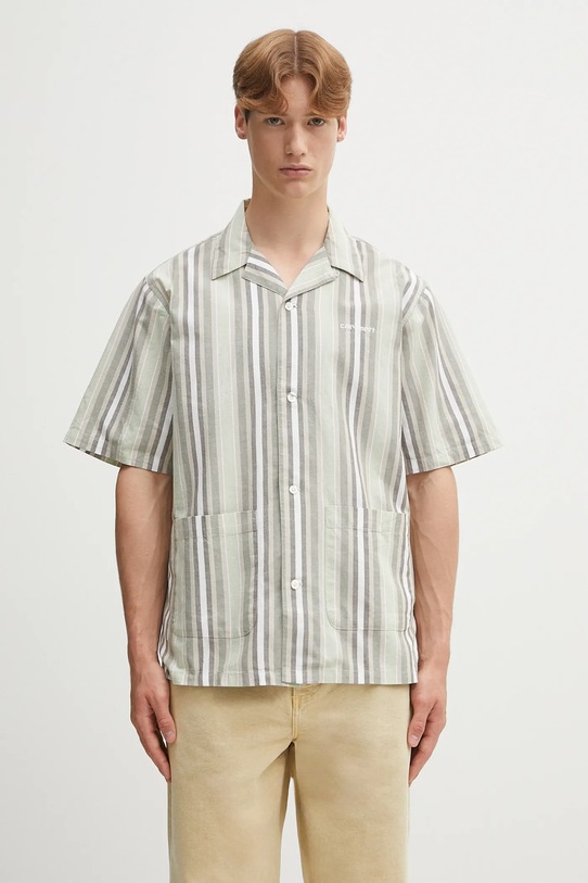 Carhartt WIP koszula z domieszką lnu S/S Folsey casual beżowy I035154.3G7XX