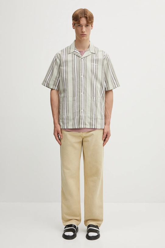 Carhartt WIP koszula z domieszką lnu S/S Folsey I035154.3G7XX beżowy