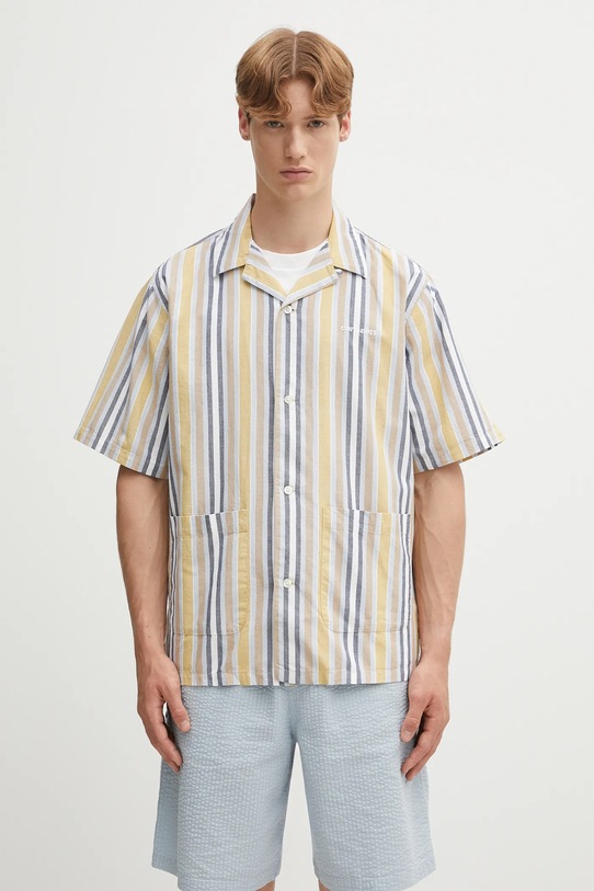 Carhartt WIP camicia in lino misto S/S Folsey rilassato verde I035154.3G8XX