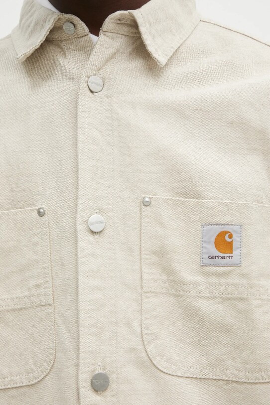 Carhartt WIP koszula z domieszką lnu Walter beżowy I033578.502
