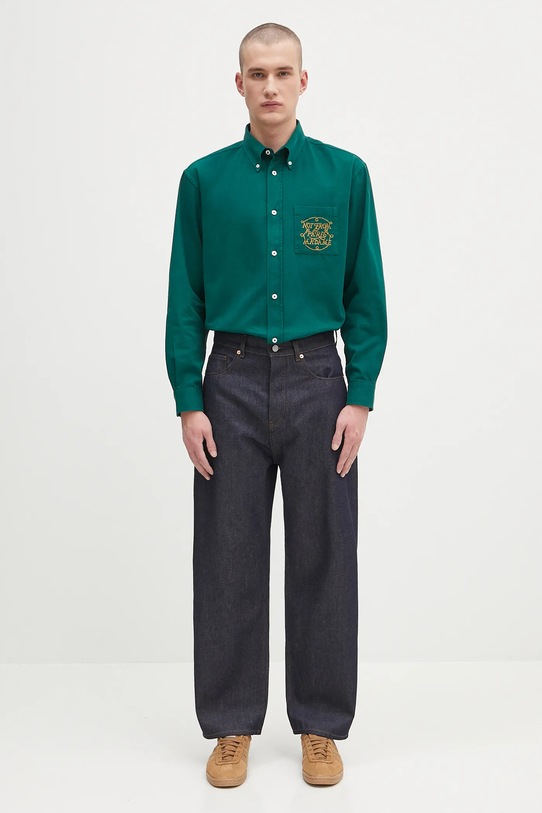 Drôle de Monsieur camicia in cotone La Chemise Slogan Tresses H.SH237.CO217 verde