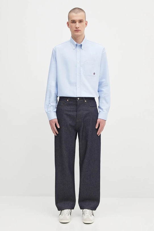 Хлопковая рубашка Drôle de Monsieur La Chemise Oxford H.SH240.CO225 голубой