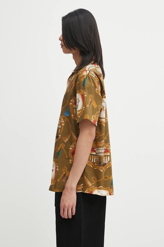 Drôle de Monsieur koszula bawełniana La Chemise Grand HUtel H.SH228.LI010 zielony AW25