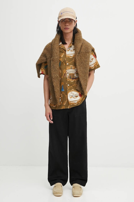 Drôle de Monsieur koszula bawełniana La Chemise Grand HUtel H.SH228.LI010 zielony