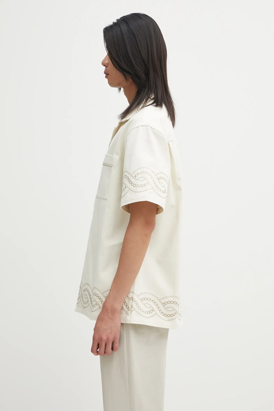 Drôle de Monsieur koszula bawełniana La Chemise BrodEe Tresses H.SH227.CO215 beżowy AW25