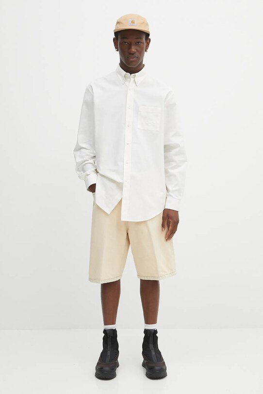 Drôle de Monsieur koszula bawełniana La Chemise Oxford PERM.SH173.CO116 beżowy