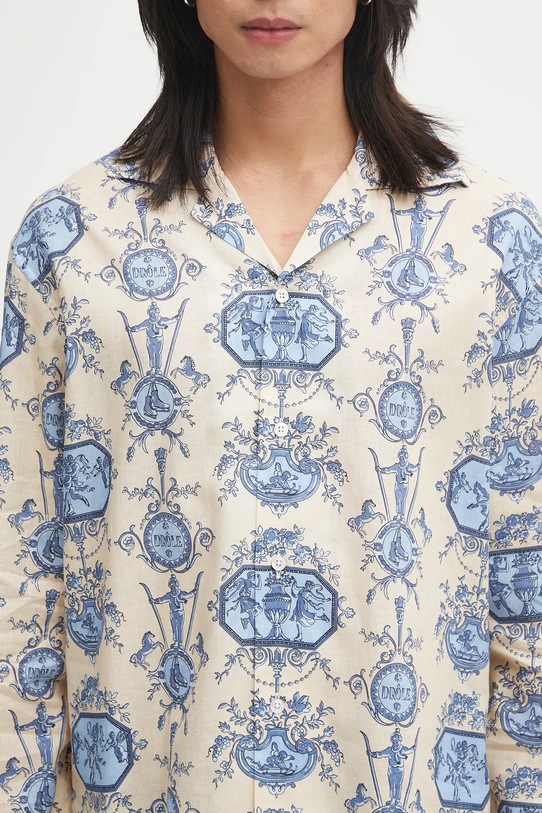 Drôle de Monsieur koszula z dodatkiem lnu La Chemise Patineur beżowy I.SH232.LI011