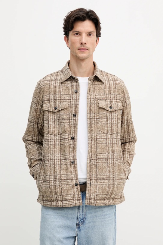 Joop! koszula z dodatkiem wełny regular beżowy 30048785