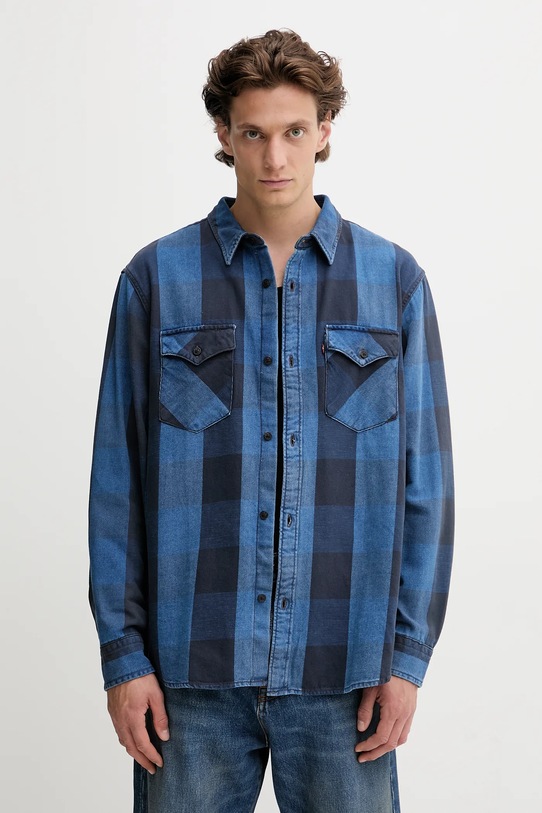 Levi's koszula bawełniana wzorzyste niebieski A1919.0069