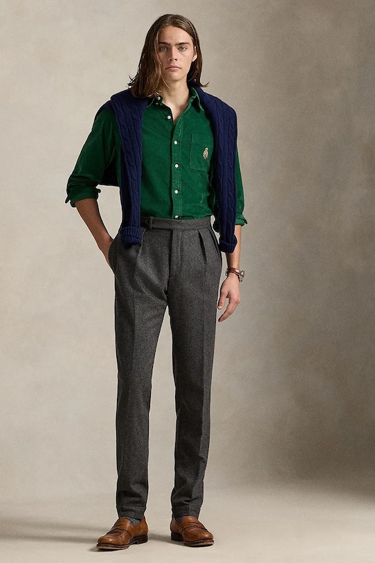 Oblečenie Menčestrová košeľa Polo Ralph Lauren 710P00519 zelená