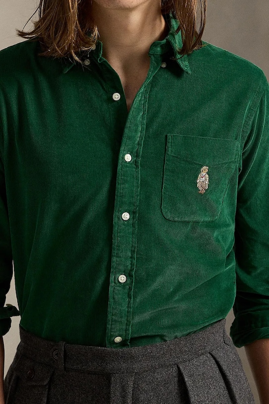 Menčestrová košeľa Polo Ralph Lauren zelená 710P00519