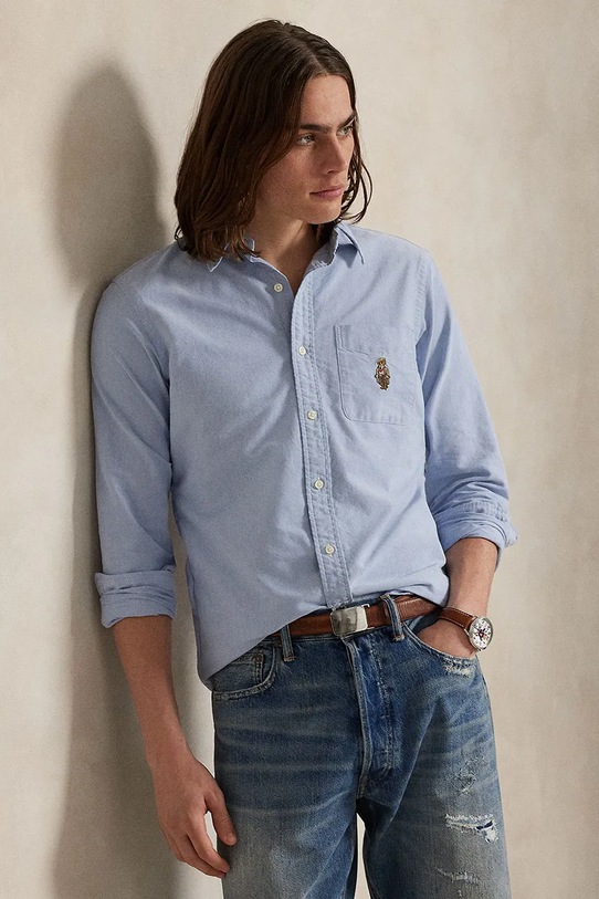Бавовняна сорочка Polo Ralph Lauren блакитний 710P00577