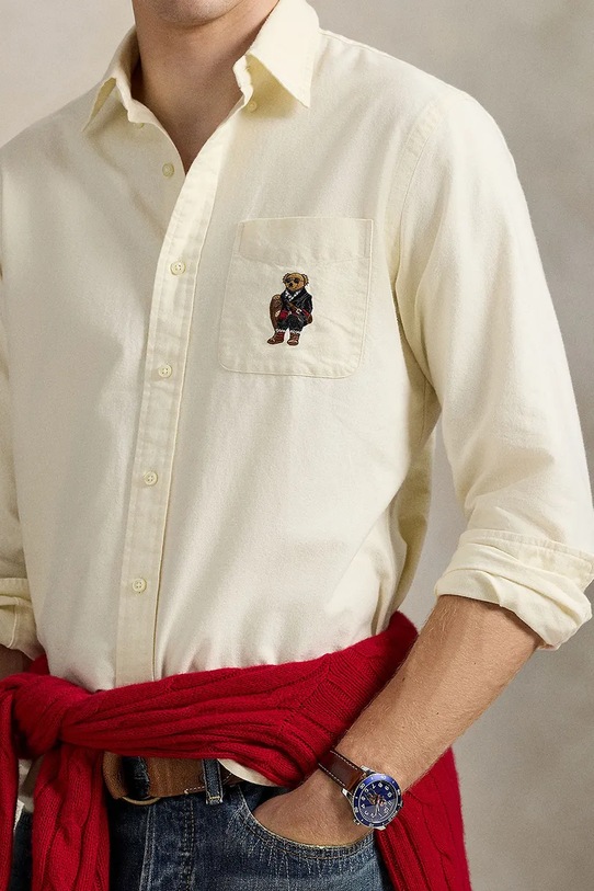 Βαμβακερό πουκάμισο Polo Ralph Lauren μπεζ 710P00662