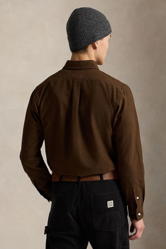 Polo Ralph Lauren koszula bawełniana 710P00662 brązowy AW25