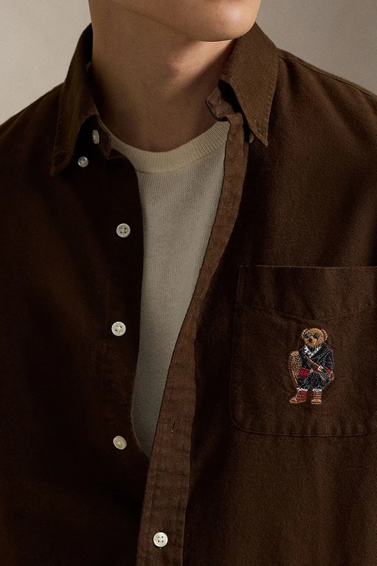 Polo Ralph Lauren koszula bawełniana brązowy 710P00662