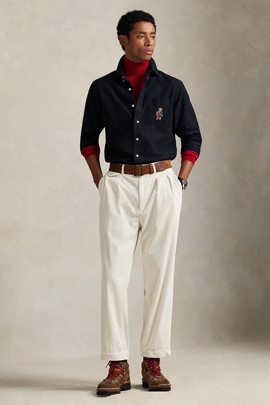 Ρούχα Βαμβακερό πουκάμισο Polo Ralph Lauren 710P00662 μαύρο
