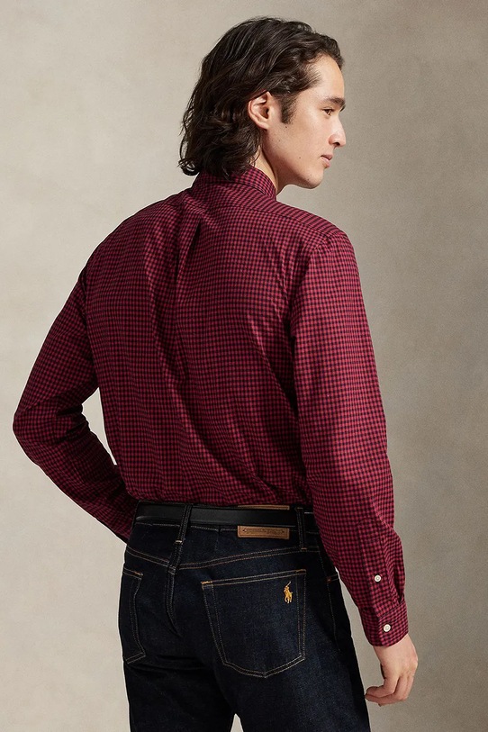 Хлопковая рубашка Polo Ralph Lauren 710953644 бордо AW25