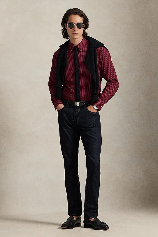Одежда Хлопковая рубашка Polo Ralph Lauren 710953644 бордо