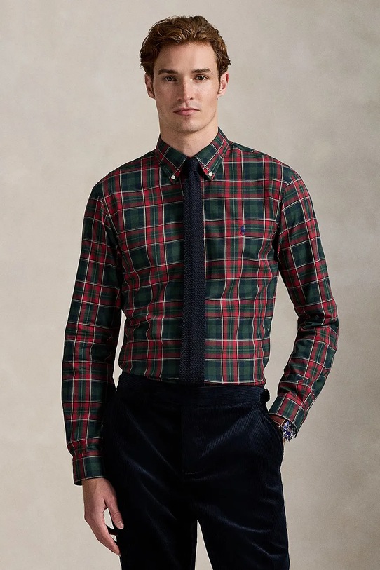 Хлопковая рубашка Polo Ralph Lauren узор мультиколор 710953644