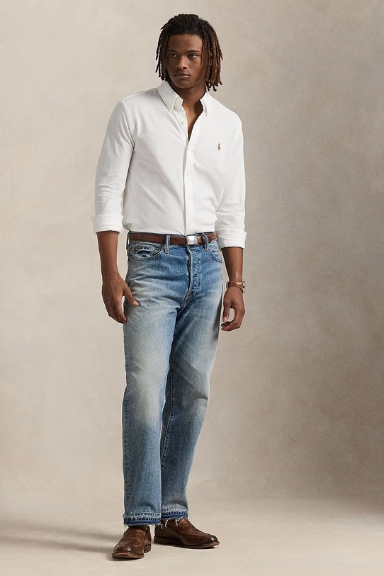 Odzież Polo Ralph Lauren koszula bawełniana 710979488 biały