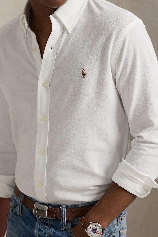 Хлопковая рубашка Polo Ralph Lauren белый 710979488
